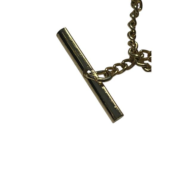 Christian Dior Gold Tone & Black Enamel Tie Tack Pin with Chain Vintage - Picture 4 of 5